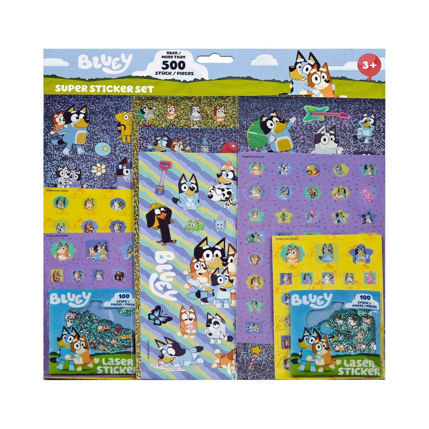 Bluey Aufkleber Set 500 Stück mehrfarbig Sticker Set für Kinder Schule Freizeit und Basteln