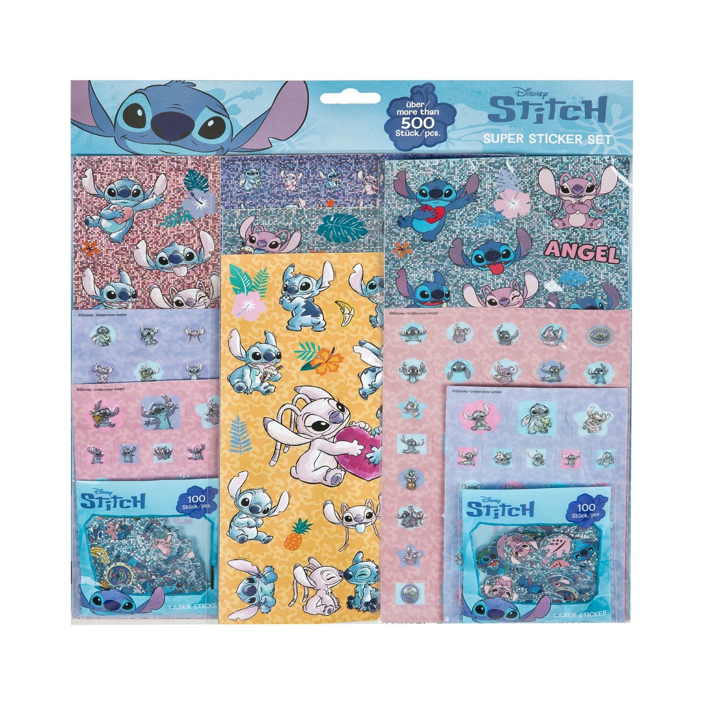 Disney Stitch Sticker Set 500 Stück mehrfarbig Aufkleber Set für Kinder Schule Freizeit und Basteln