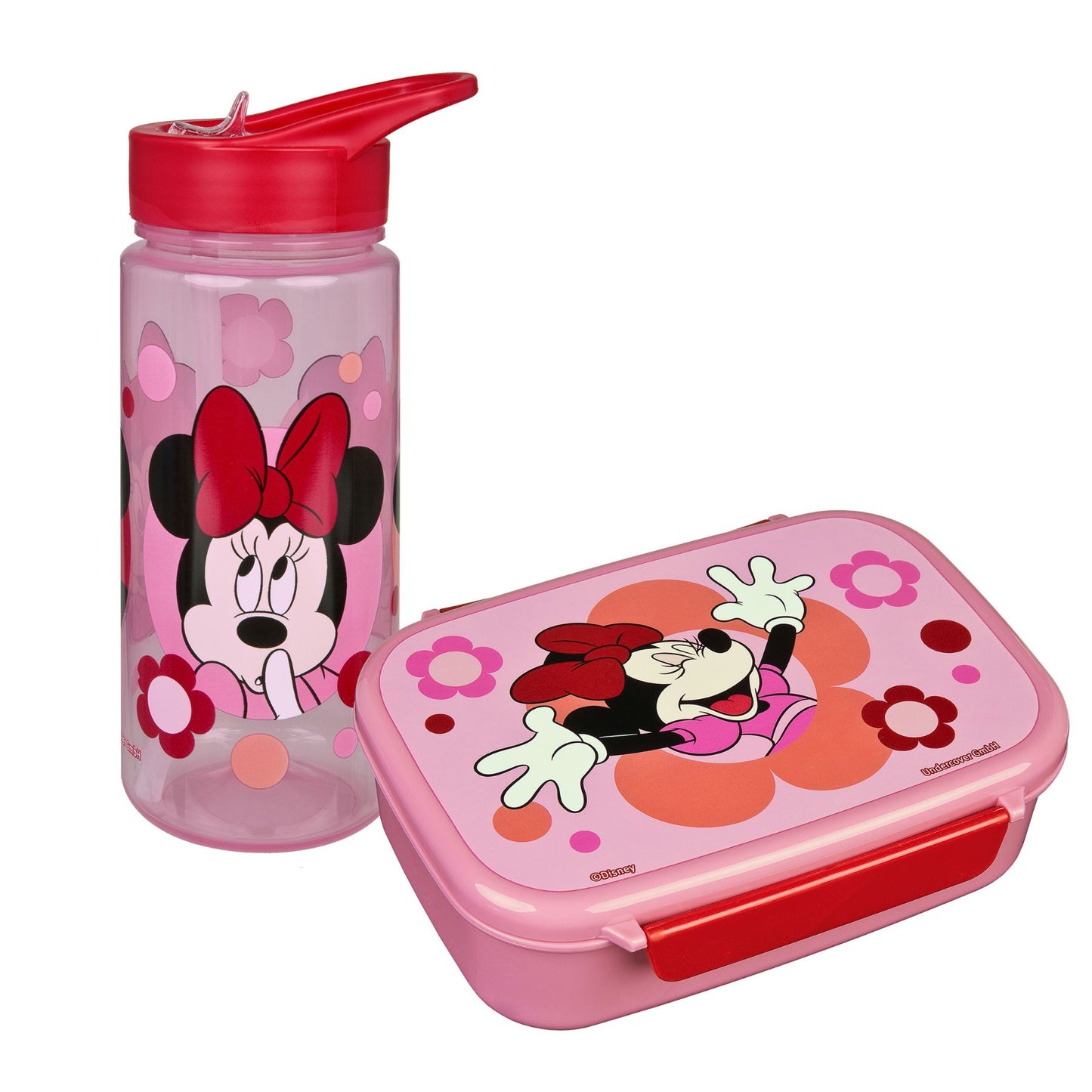 Disney Minnie Mouse Kinder Lunch Set rosa Brotdose Trinkflasche Pausenbox Set für Kindergarten und Schule