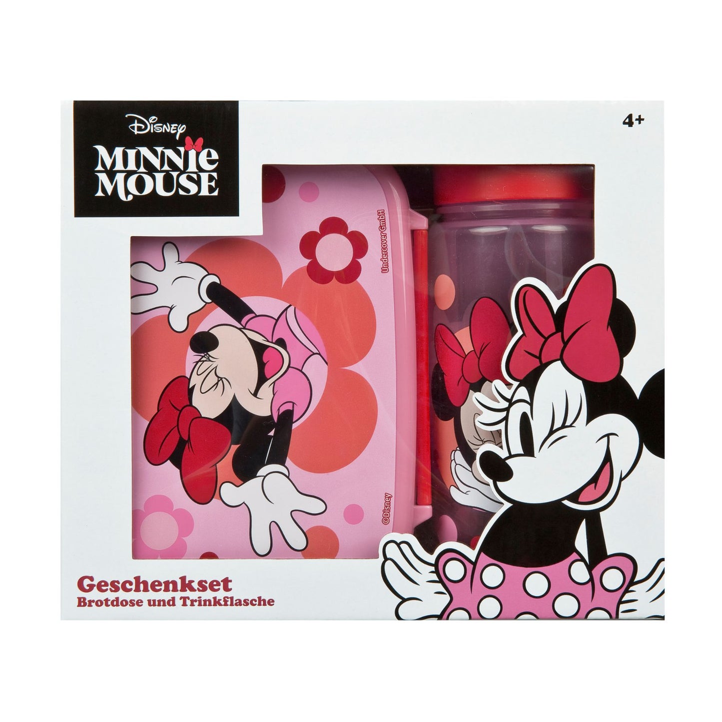 Disney Minnie Mouse Kinder Lunch Set rosa Brotdose Trinkflasche Pausenbox Set für Kindergarten und Schule