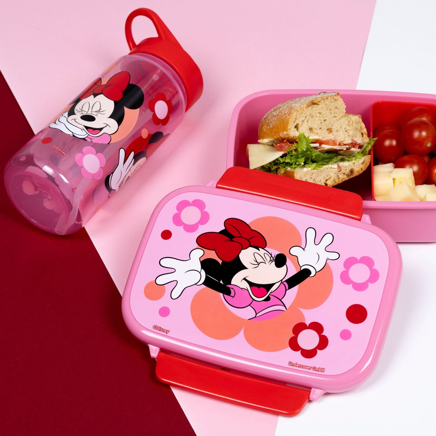 Disney Minnie Mouse Kinder Lunch Set rosa Brotdose Trinkflasche Pausenbox Set für Kindergarten und Schule