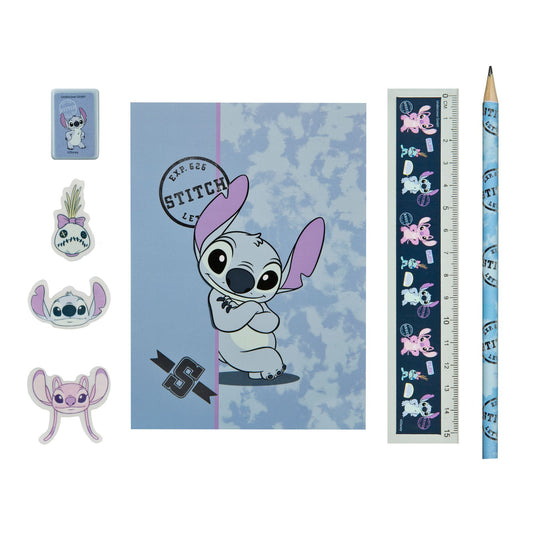 Disney Stitch Federmäppchen gefüllt 7 teilig mehrfarbig Etui Schulzubehör für Kinder