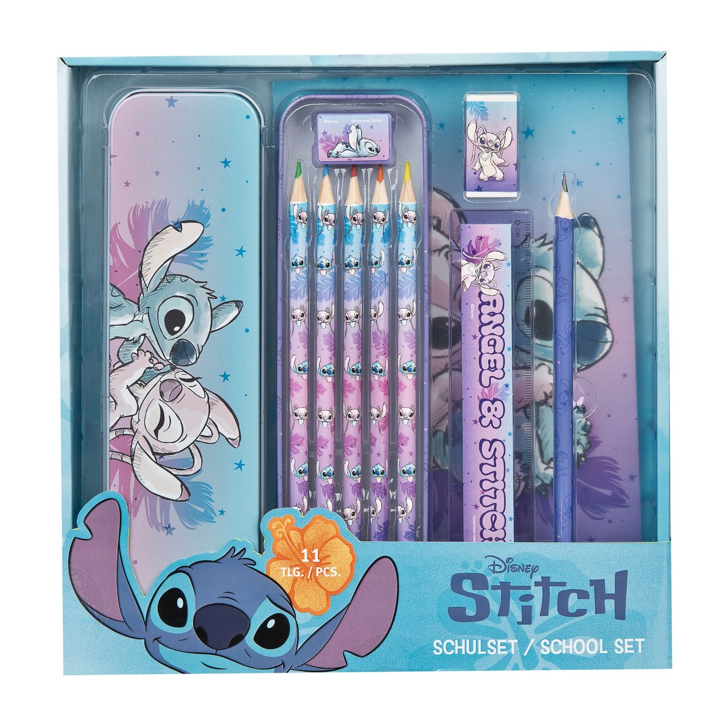 Disney Stitch Schreibwaren Set mehrfarbig Kinder Schulzubehör Schreibset Malzubehör