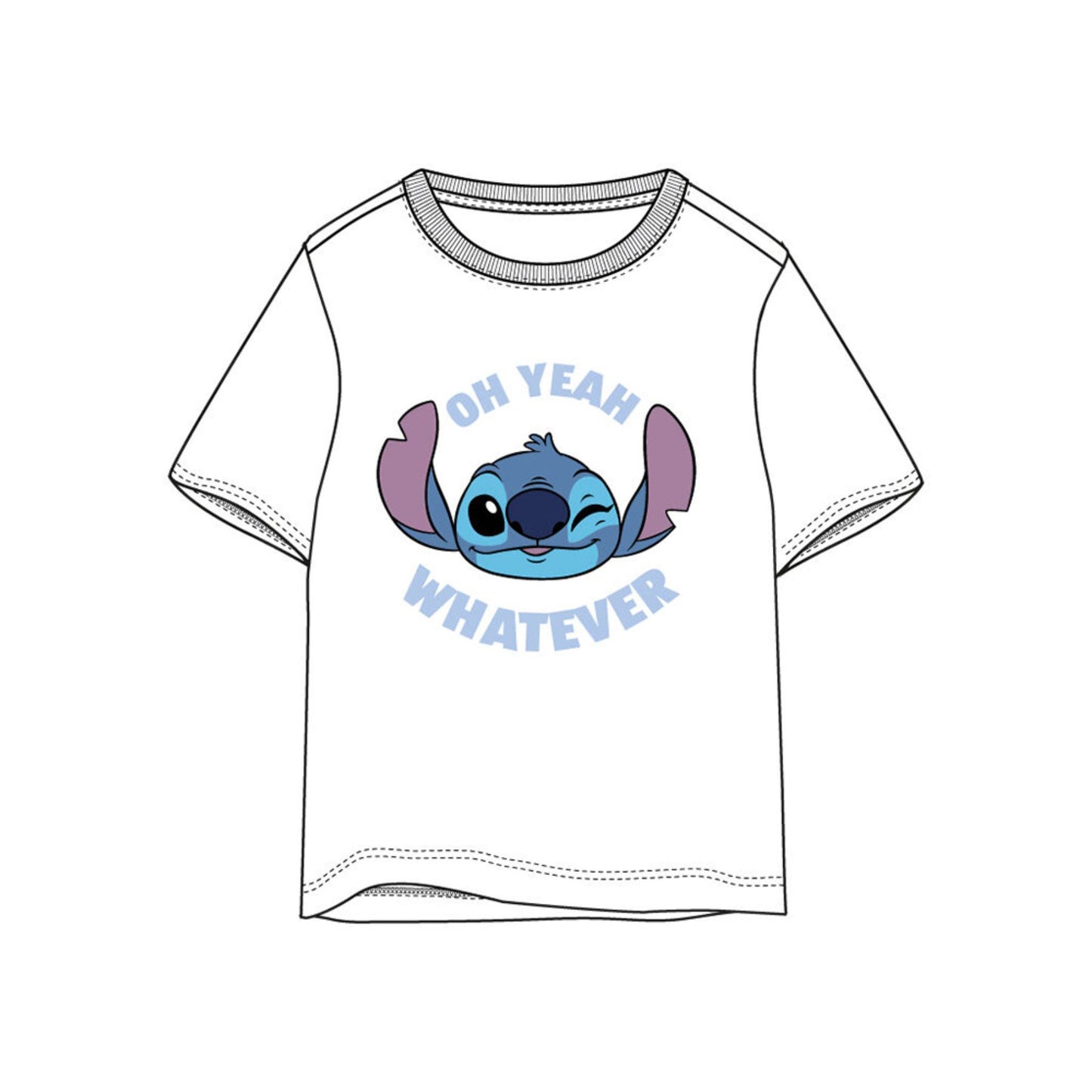 Disney Stitch Kinder Kurzarmshirt Baumwolle weiß Alltagsshirt für Schule und Freizeit