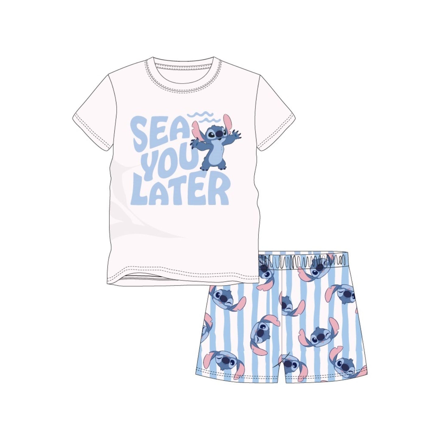 Disney Stitch Kinder Pyjama kurz Baumwollpyjama Sommerpyjama