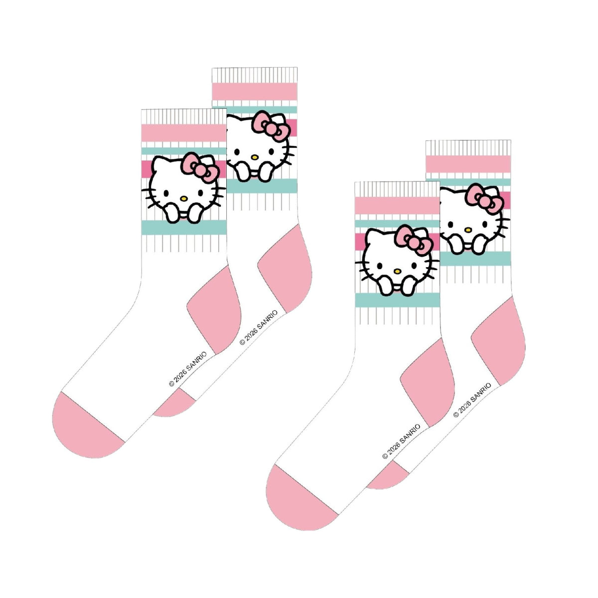 Hello Kitty Socken Kinder 2er Set Weiß Baumwollsocken Jungen Freizeit Sport Schule