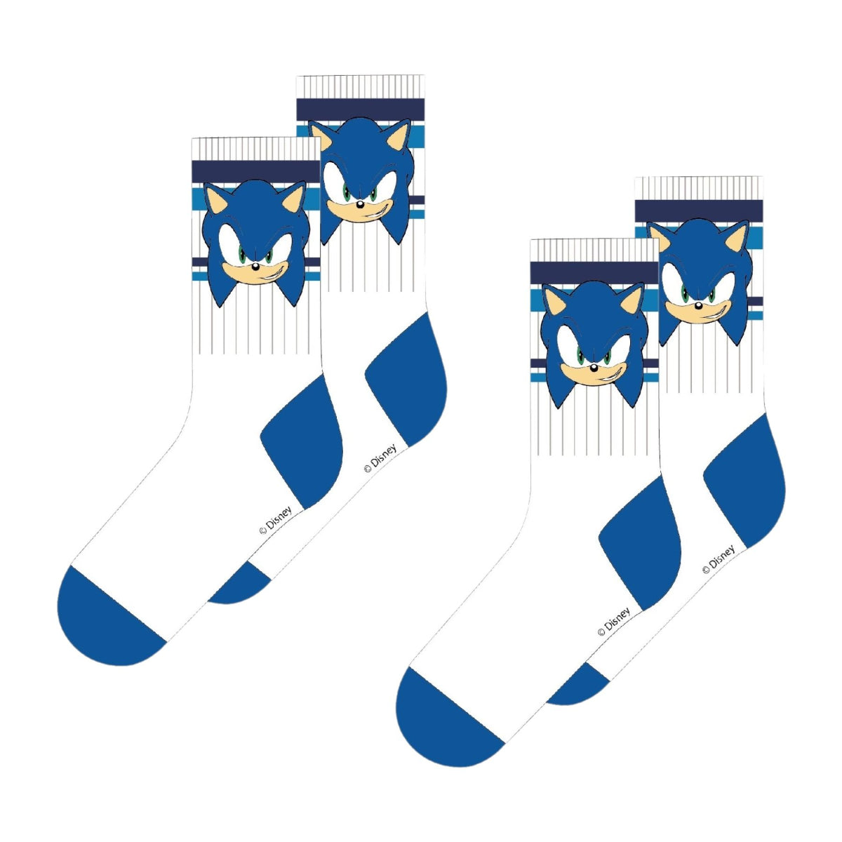 Sonic Socken Kinder 2er Set Weiß Baumwollsocken Jungen Freizeit Sport Schule
