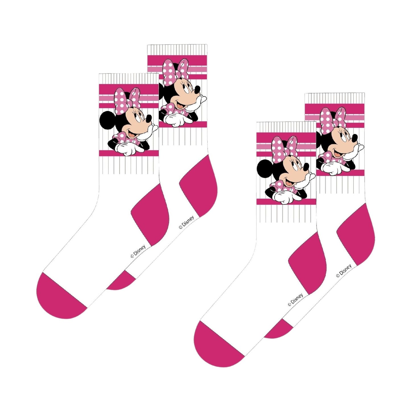 Disney Minnie Mouse Socken Kinder 2er Set Weiß Baumwollsocken Jungen Freizeit Sport Schule