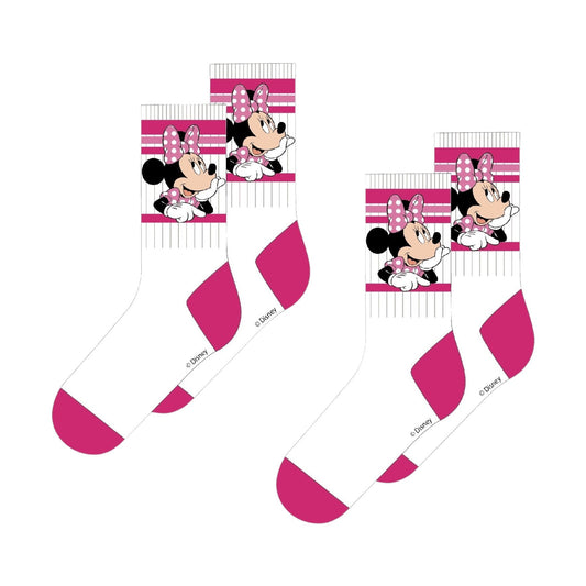 Disney Minnie Mouse Socken Kinder 2er Set Weiß Baumwollsocken Jungen Freizeit Sport Schule