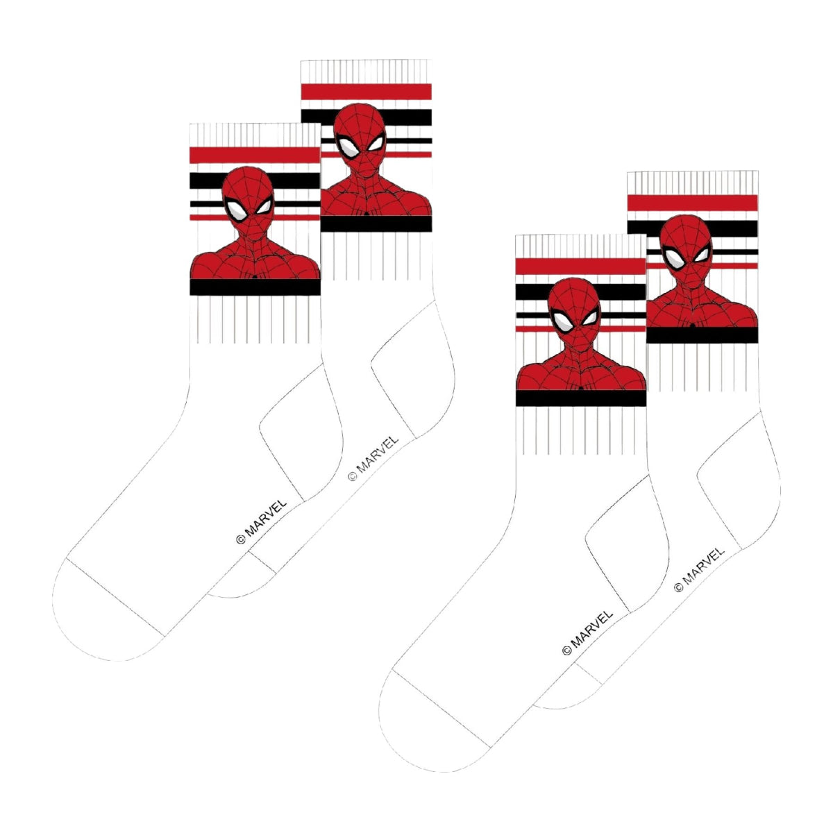 Spiderman Socken Kinder 2er Set Weiß Baumwollsocken Jungen Freizeit Sport Schule