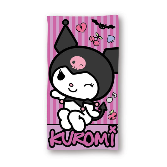 Sanrio Kuromi Strandtuch Mikrofaser Badetuch 70 × 140 cm Strand Handtuch