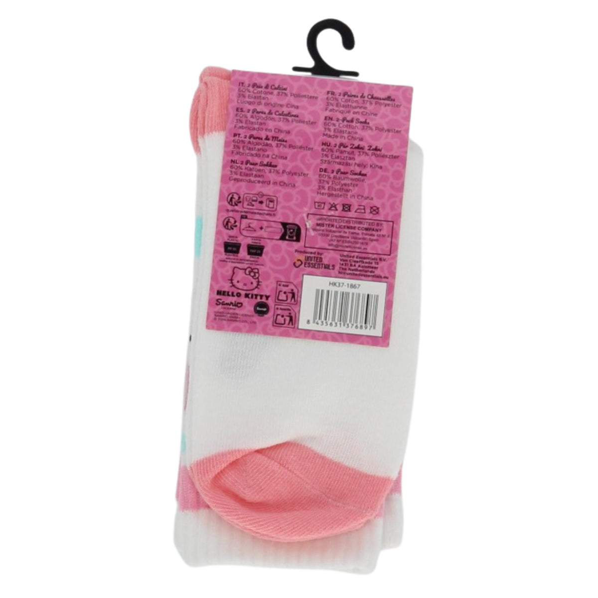 Hello Kitty Socken Kinder 2er Set Weiß Baumwollsocken Jungen Freizeit Sport Schule