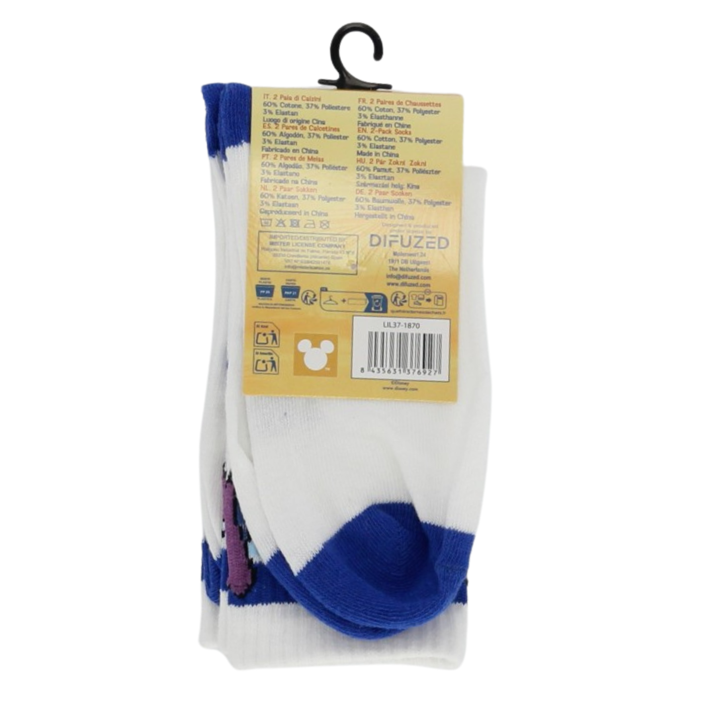 Lilo & Stitch 2'er Pack Kindersocken Sportsocken Baumwollmischung Weiß