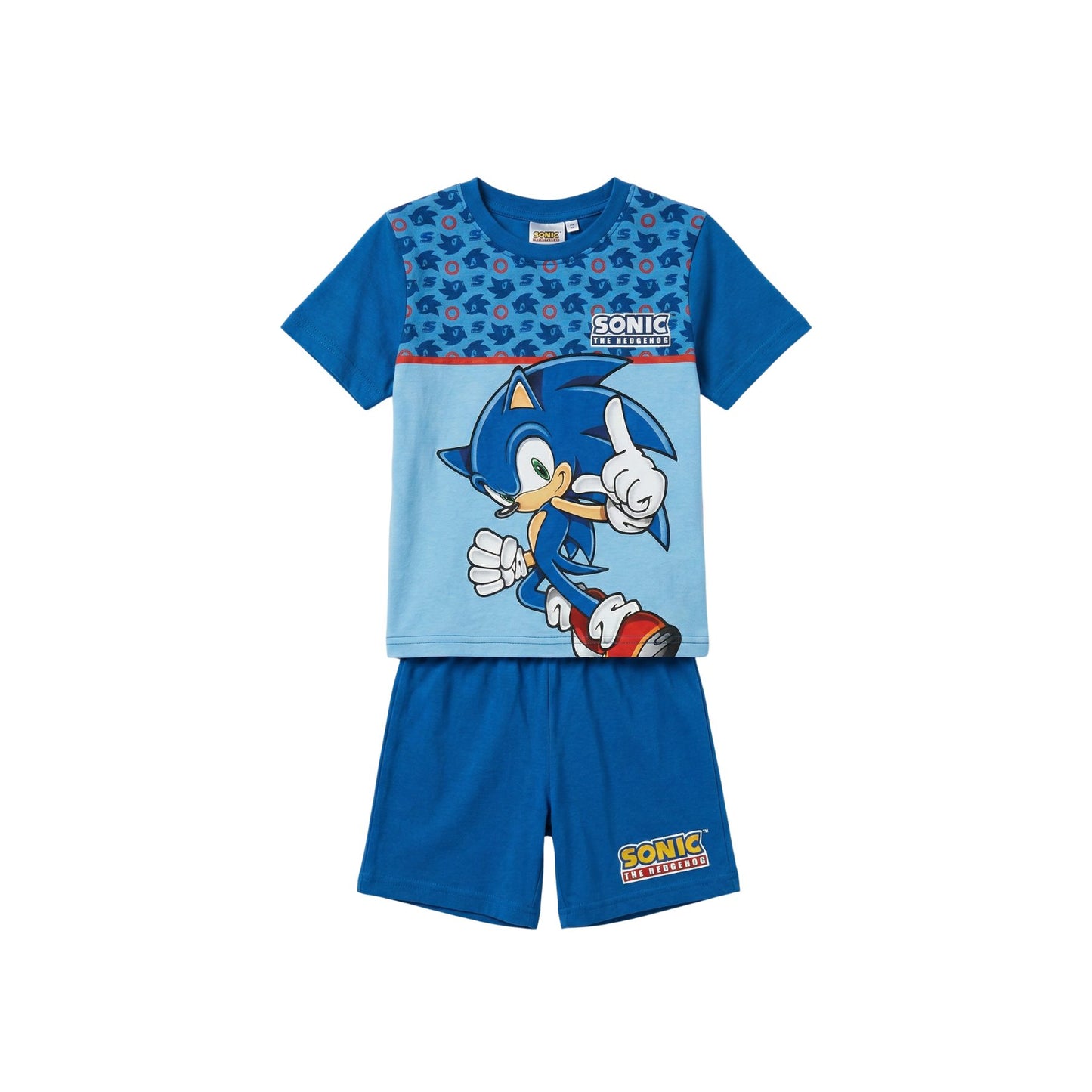 Sonic Kinder Sommer Pyjama Baumwolle Kurzarm Schlafanzug Set