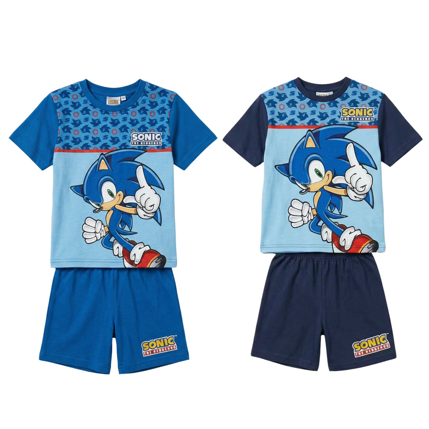 Sonic Kinder Sommer Pyjama Baumwolle Kurzarm Schlafanzug Set