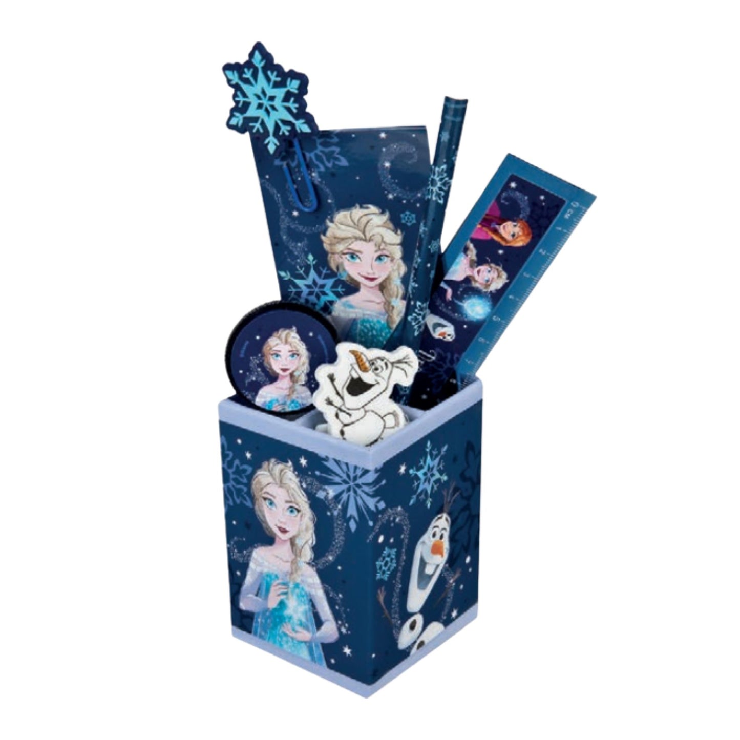 Disney Frozen gefülltes Federmäppchen 7 teilig Blau Stifte Set Schule Kinder
