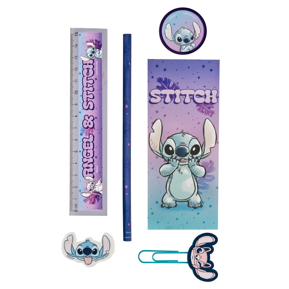 Lilo & Stitch Stiftehalter Kinder 7 teilig gefüllt für Schule Lernen und Freizeit