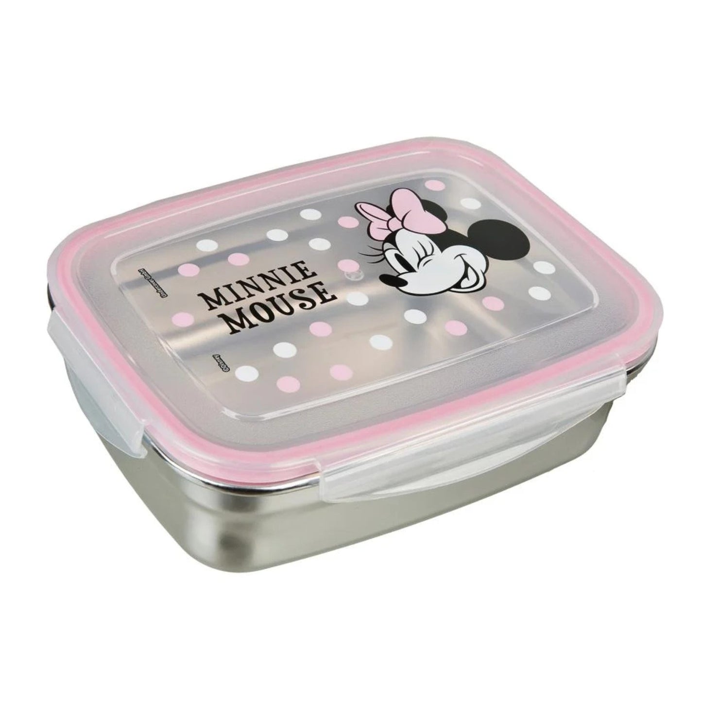 Disney Minnie Mouse Lunchbox Edelstahl Silber Brotdose 17 x 12,5 x 6 cm Snackbox unterwegs