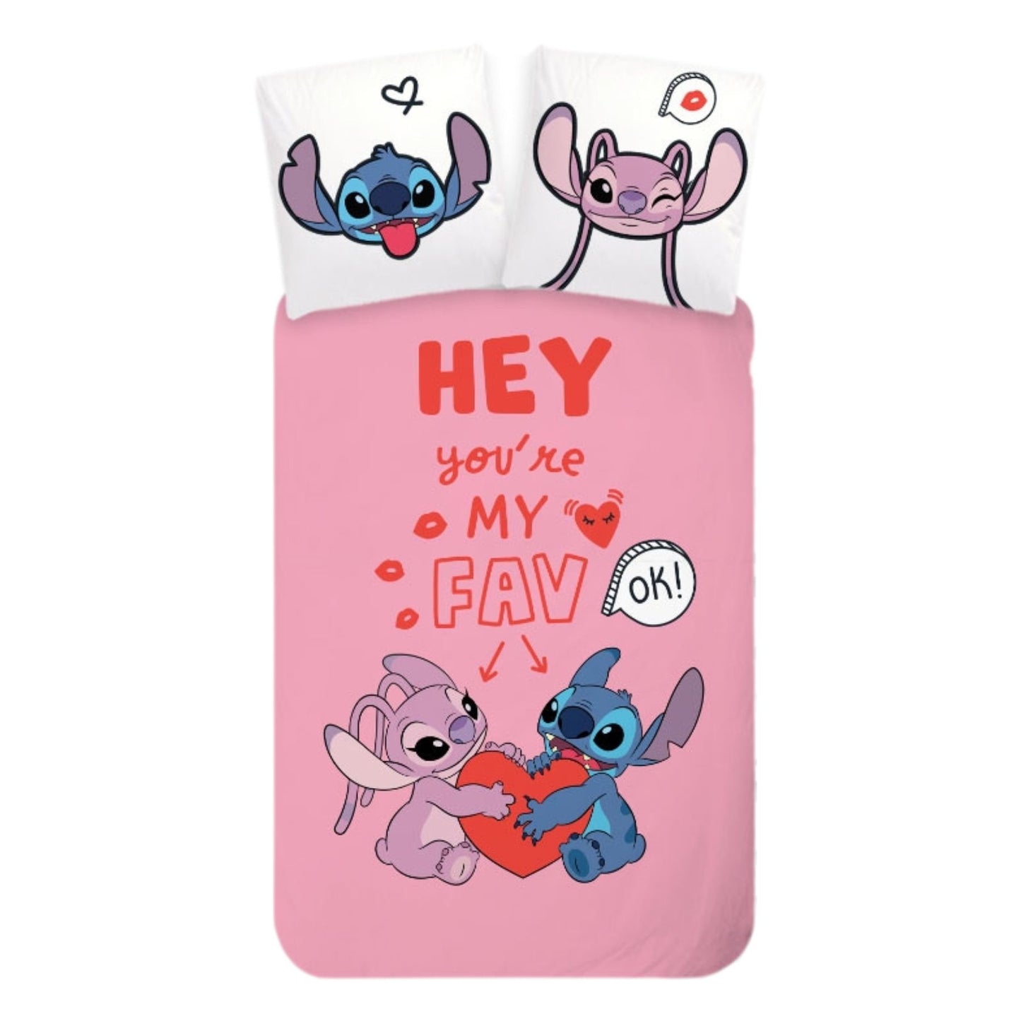 Disney Lilo & Stitch Bettbezug Rosa Baumwolle Kinderbettwäsche Schlafset 140 × 200 cm