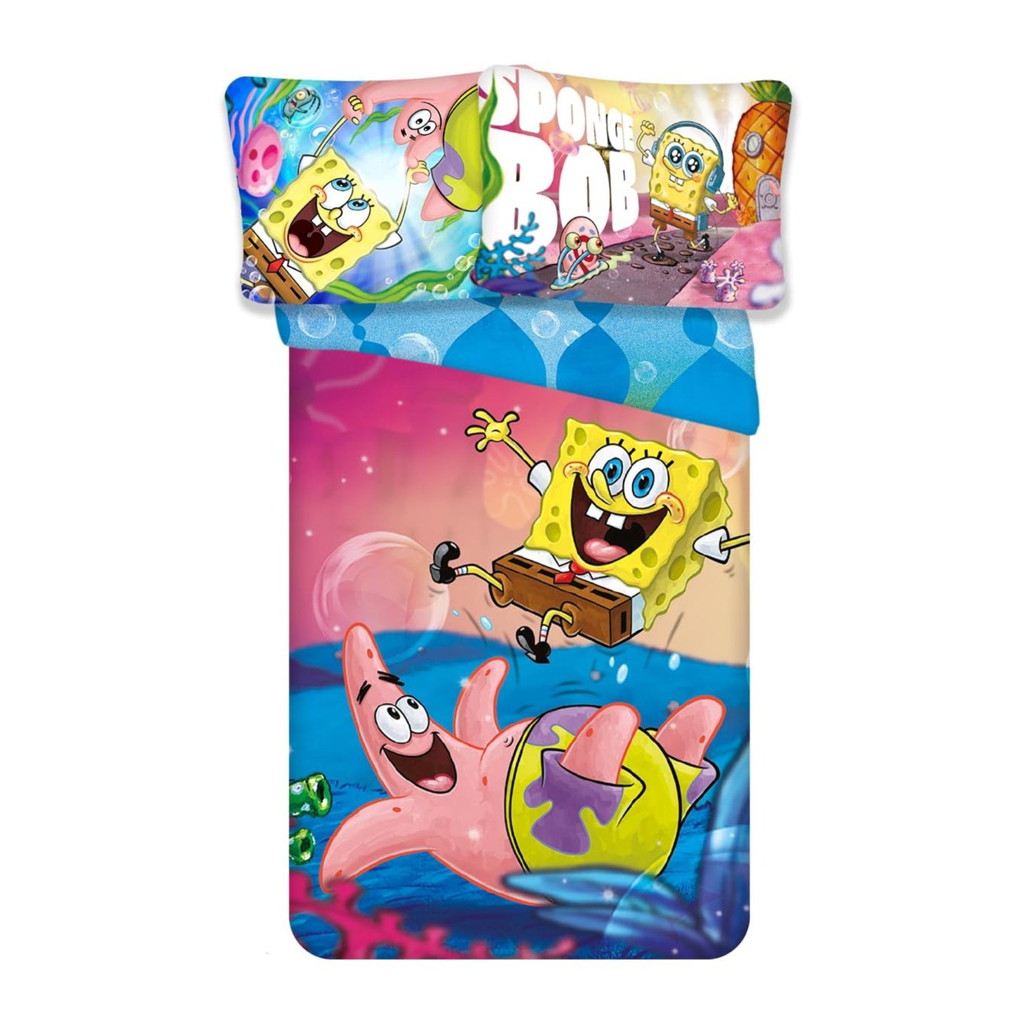 Spongebob Bettwäsche Set Mehrfarbig Bettbezug Kissenbezug Baumwolle 140 × 200 cm