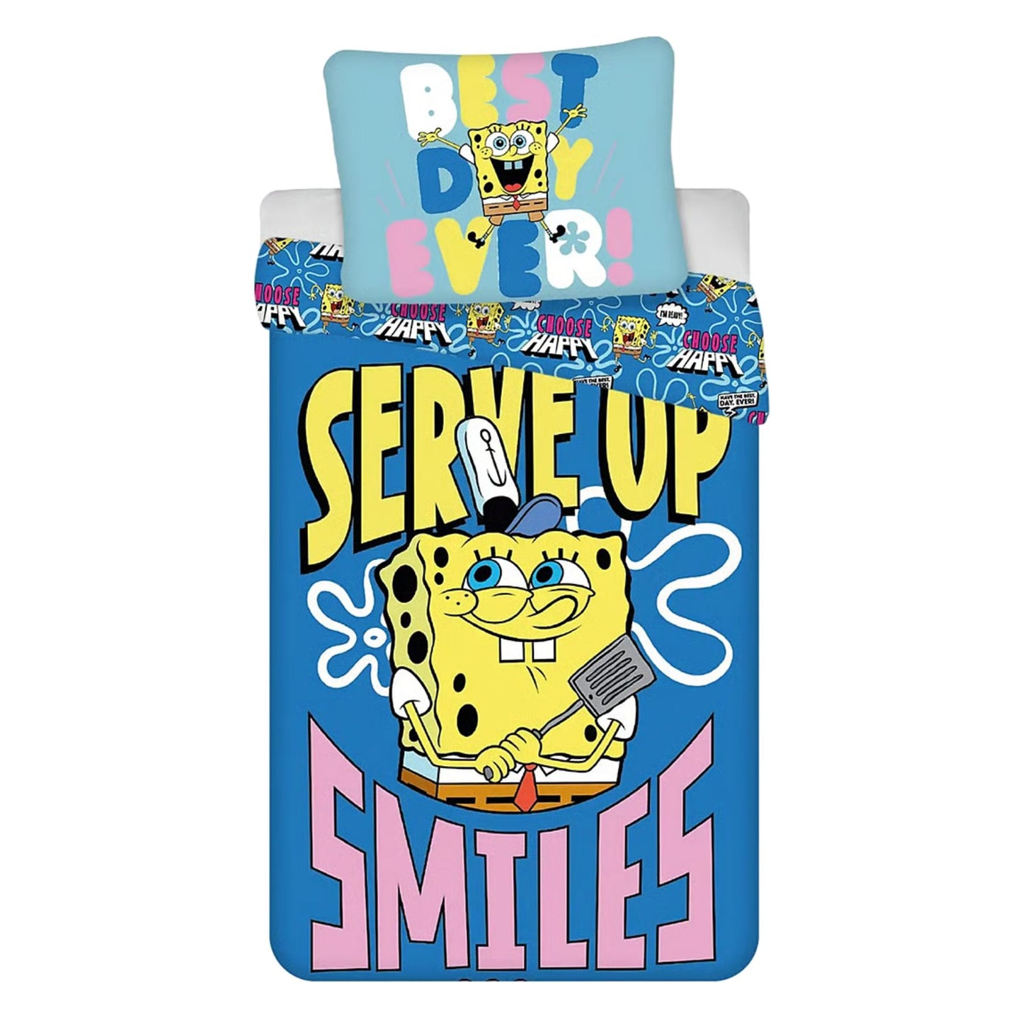 Spongebob Bettwäsche Set Mehrfarbig Bettbezug Kissenbezug Baumwolle 140 × 200 cm