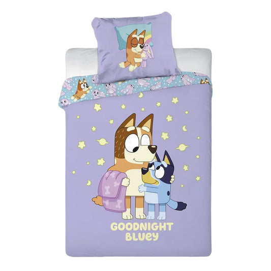 Bluey Bettwäsche Set Lila Baumwolle Bettbezug Kissenbezug 140 x 200 cm 60 x 63 cm