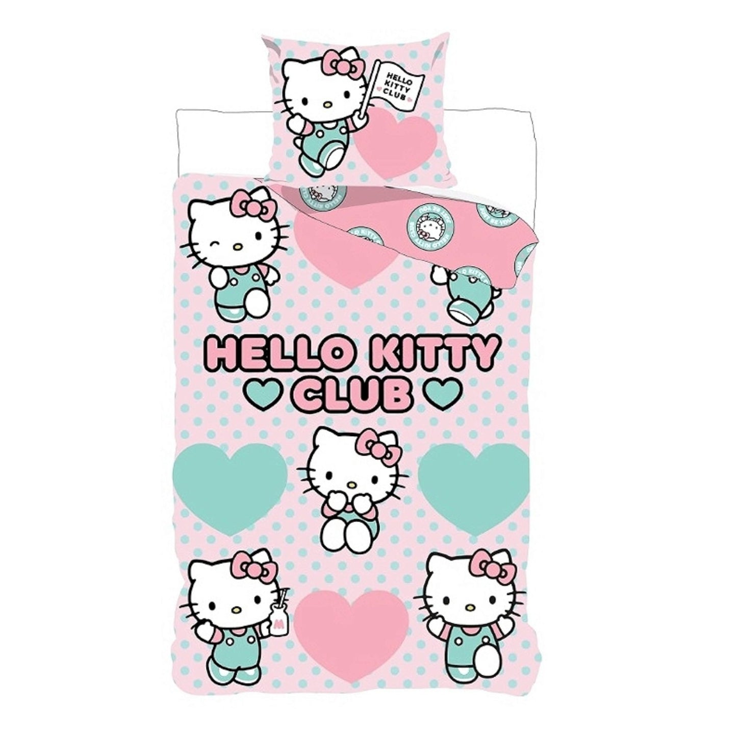 Hello Kitty Kinder Bettwäsche Rosa Baumwolle Bettbezug 140 x 200 cm Kissenbezug 60 x 63 cm