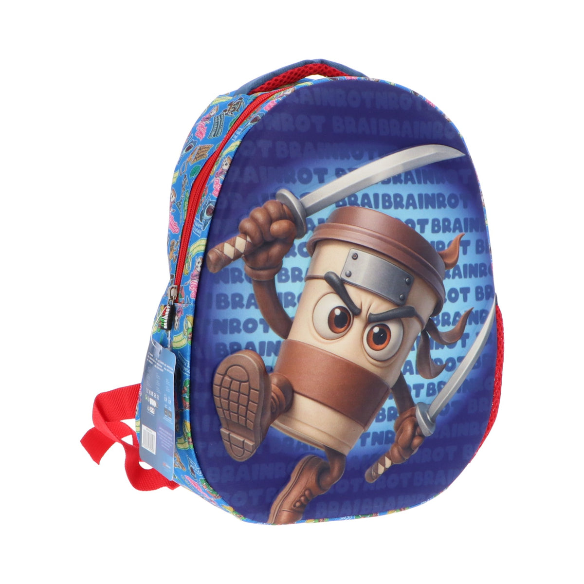 Italian Brainrot 3D Rucksack Kinder eiförmig für Kindergarten Schule Freizeit und Ausflüge