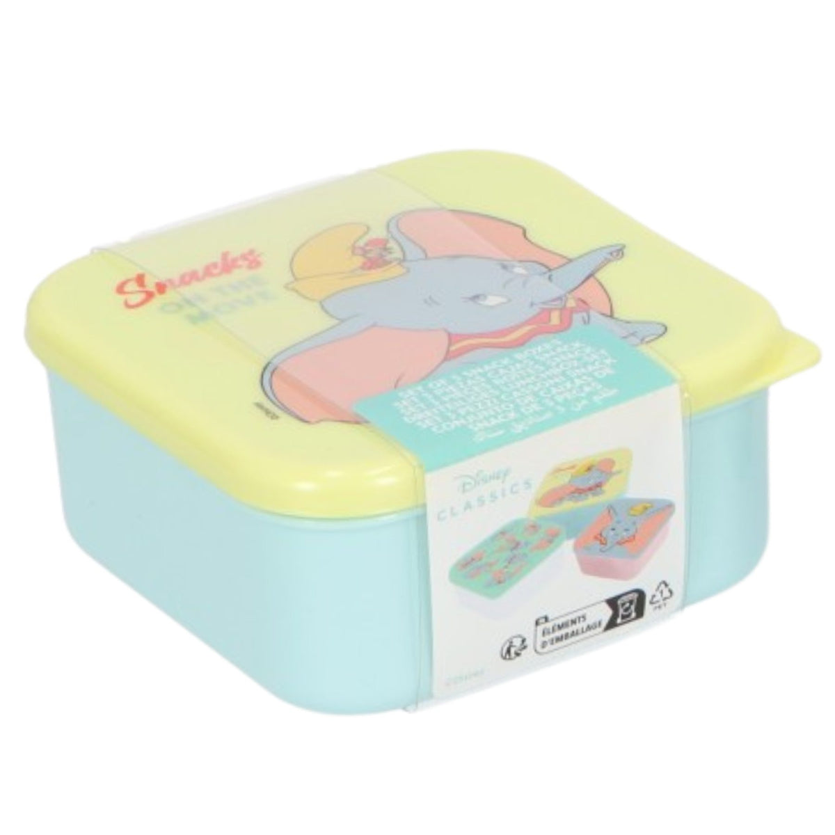 Disney Dumbo 3 in 1 Snackbox Kinder für Schule Kindergarten Freizeit und Ausflüge