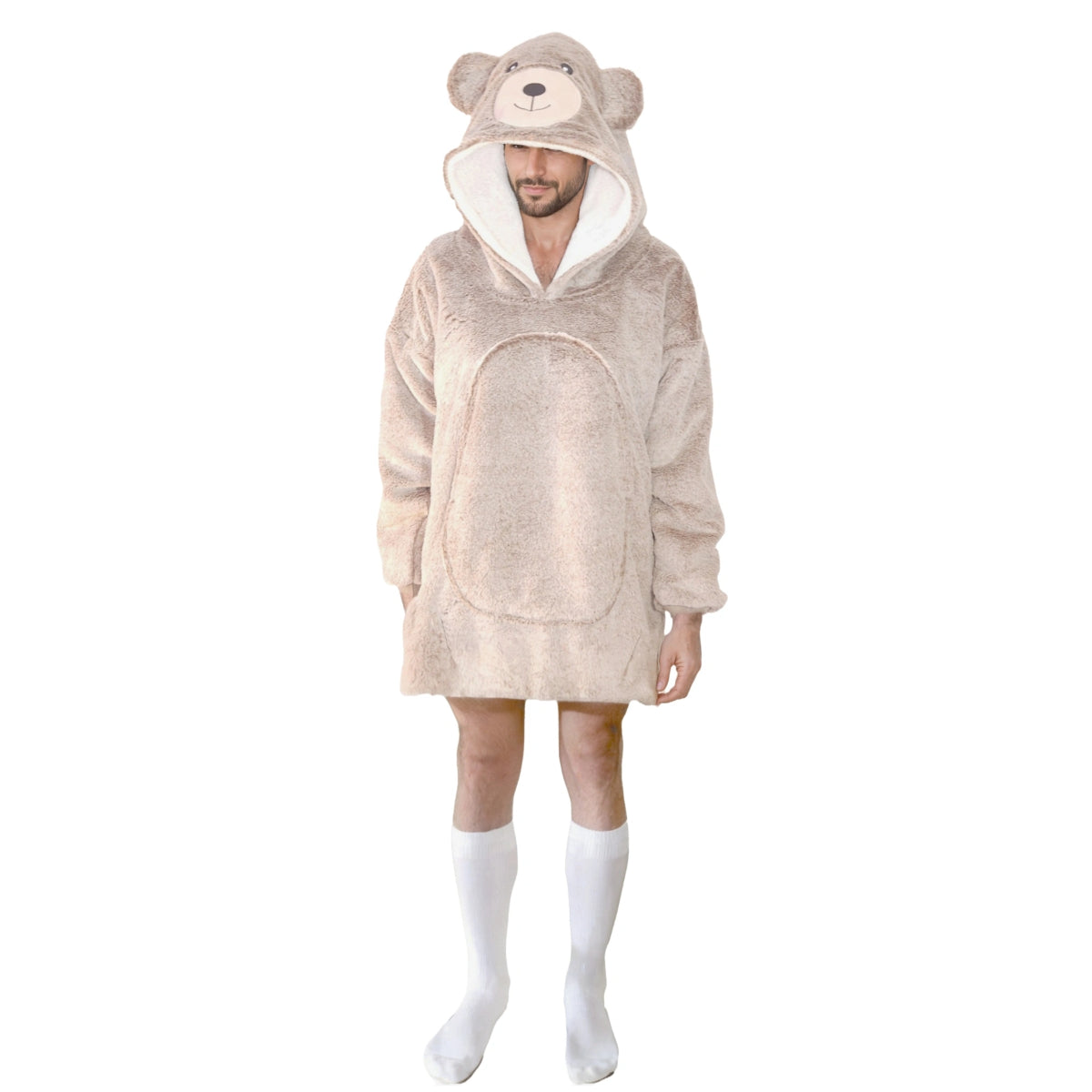 Noxxiez Kuscheldecke mit Bär Kapuze XL für Filmabend Freizeit und Entspannen