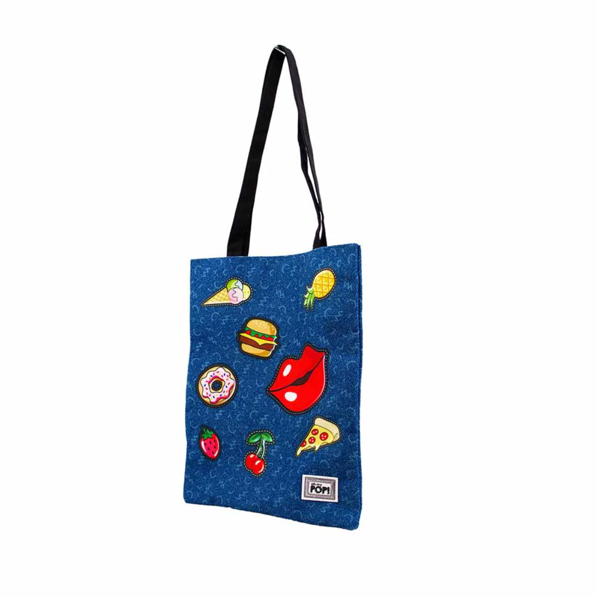 Oh My Pop! Patches Shopping Bag mehrfarbig Tragetasche mit Schultergriffen 33 x 40 cm