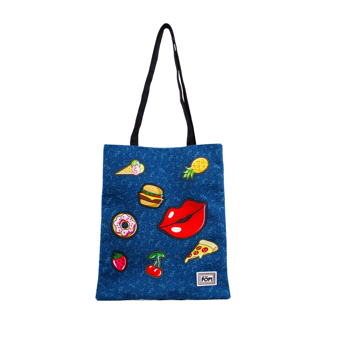 Oh My Pop! Patches Shopping Bag mehrfarbig Tragetasche mit Schultergriffen 33 x 40 cm