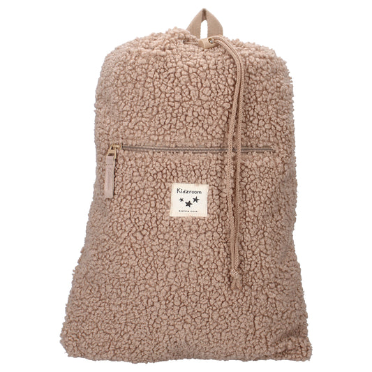 Kidzroom Turnbeutel Teddy in Town – Beige Beutel aus flauschigem Teddy-Stoff
