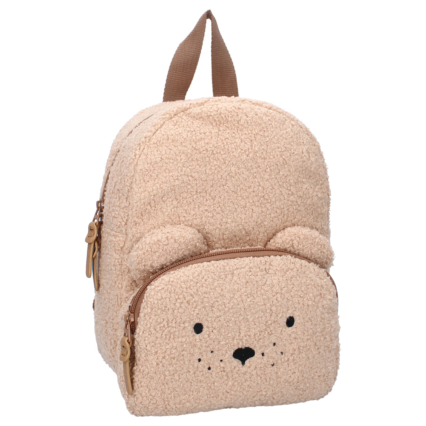 Kidzroom Kinder-Rucksack Schultasche – Teddy-Stoff mit Bärenohren