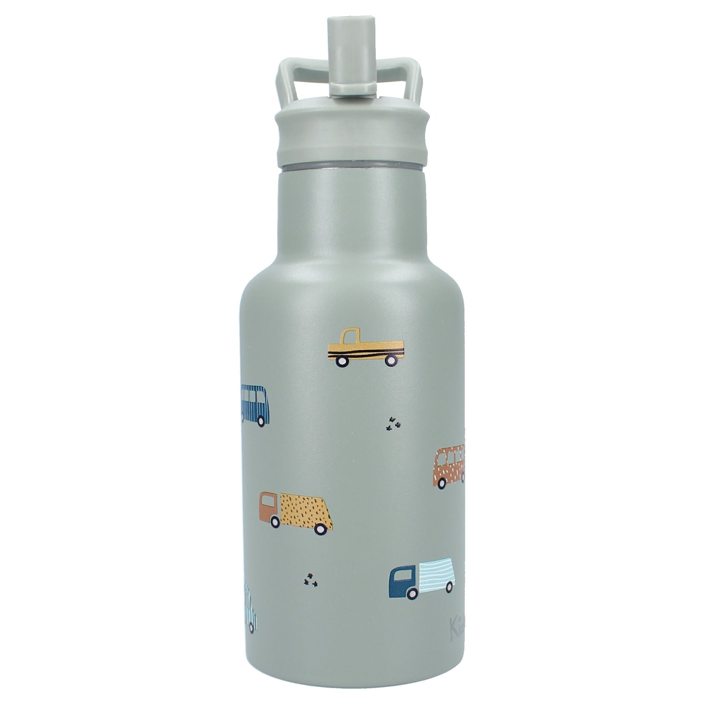 Kidzroom Wasserflasche Trinkflasche 350 ml für Kinder aus Edelstahl mit Strohhalm