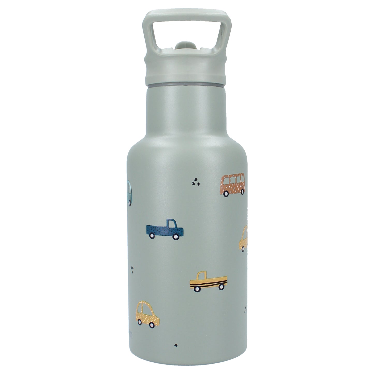 Kidzroom Wasserflasche Trinkflasche 350 ml für Kinder aus Edelstahl mit Strohhalm