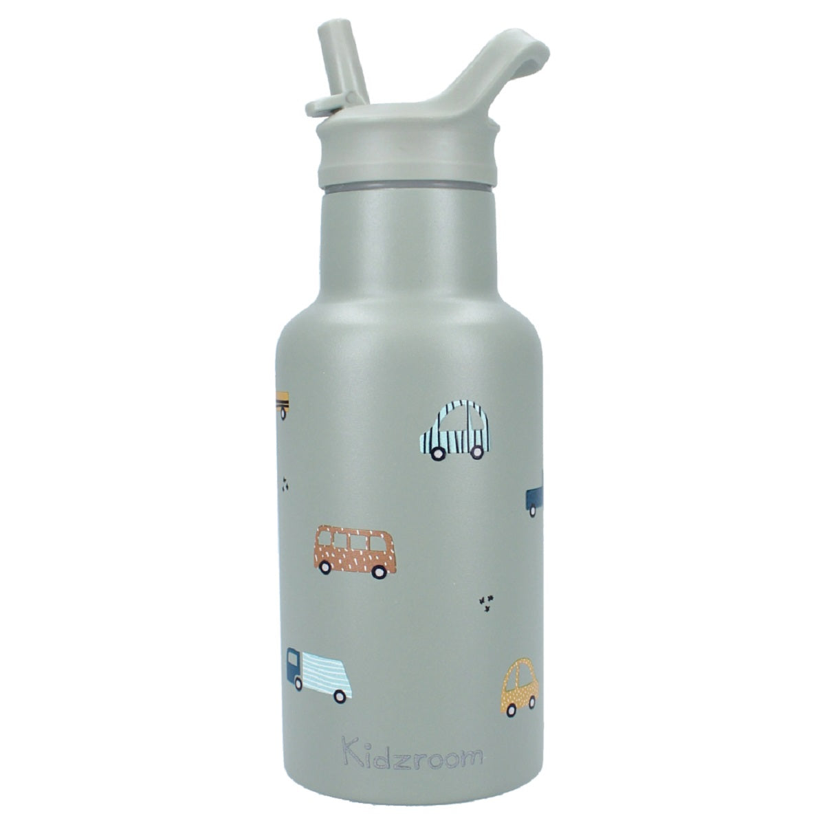 Kidzroom Wasserflasche Trinkflasche 350 ml für Kinder aus Edelstahl mit Strohhalm