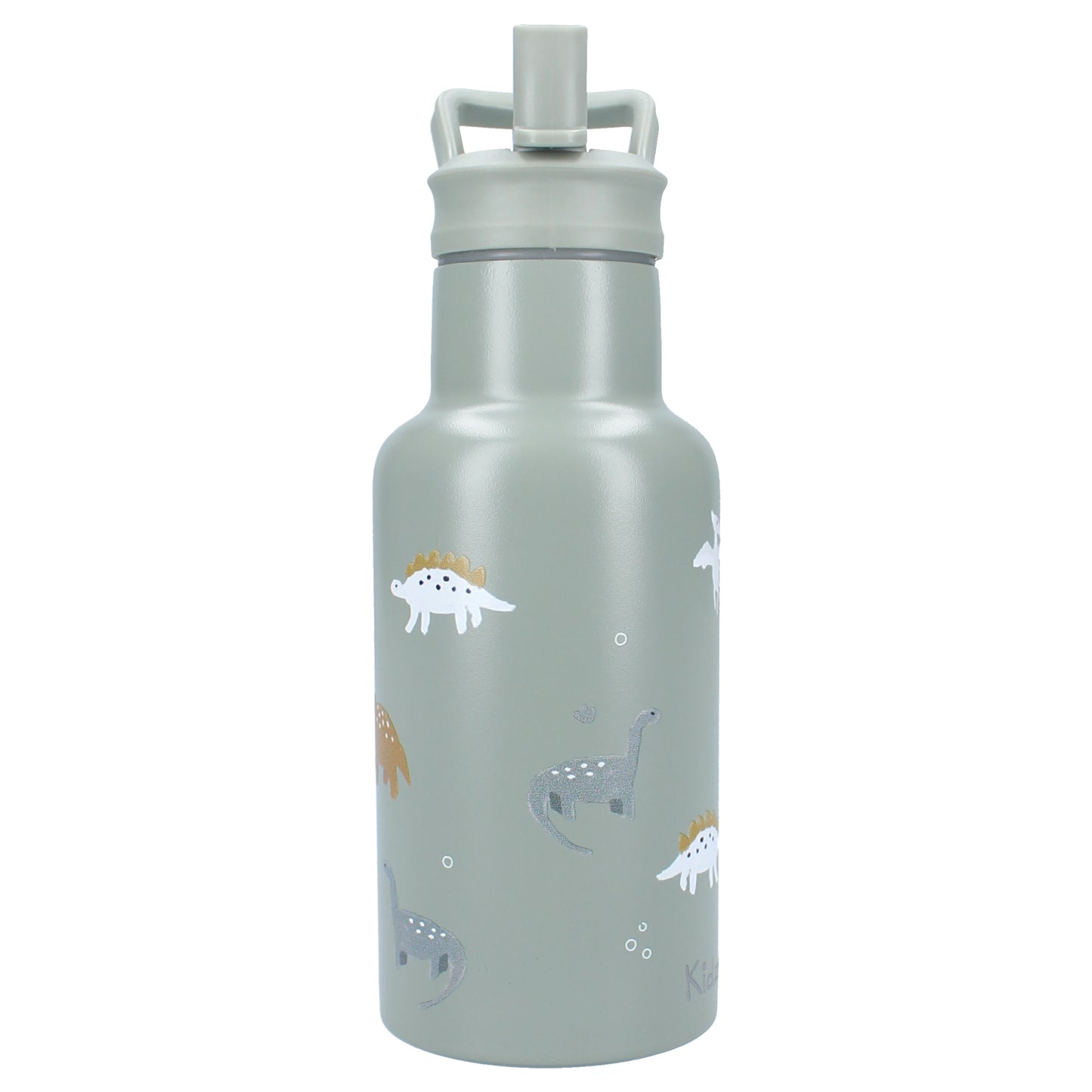 Kidzroom Wasserflasche Trinkflasche 350 ml für Kinder aus Edelstahl mit Strohhalm