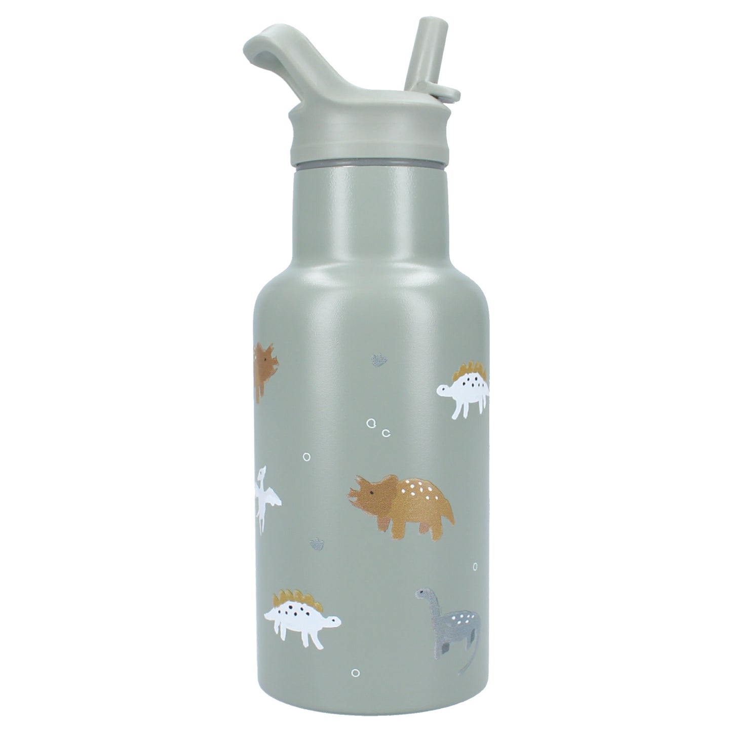 Kidzroom Wasserflasche Trinkflasche 350 ml für Kinder aus Edelstahl mit Strohhalm