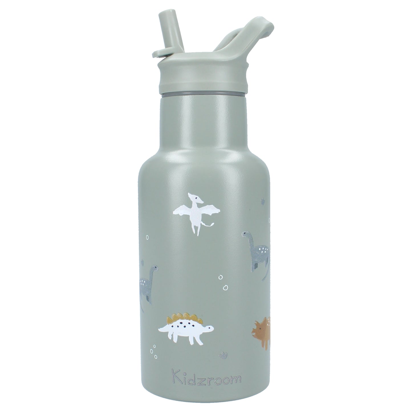 Kidzroom Wasserflasche Trinkflasche 350 ml für Kinder aus Edelstahl mit Strohhalm