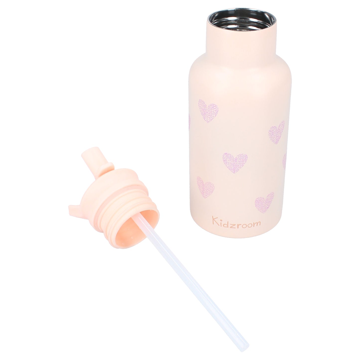 Kidzroom Wasserflasche Trinkflasche 350 ml für Kinder aus Edelstahl mit Strohhalm
