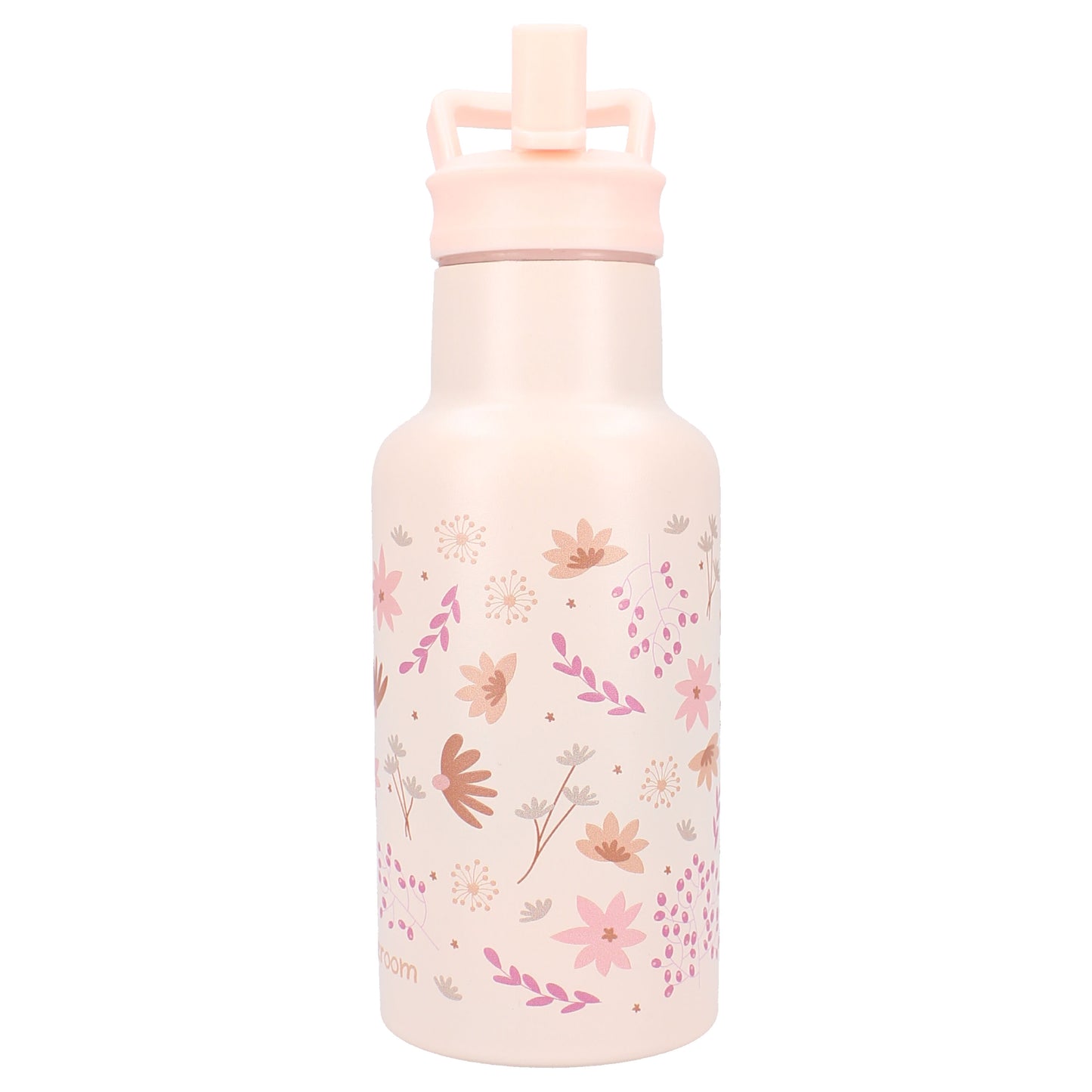Kidzroom Wasserflasche Trinkflasche 350 ml für Kinder aus Edelstahl mit Strohhalm