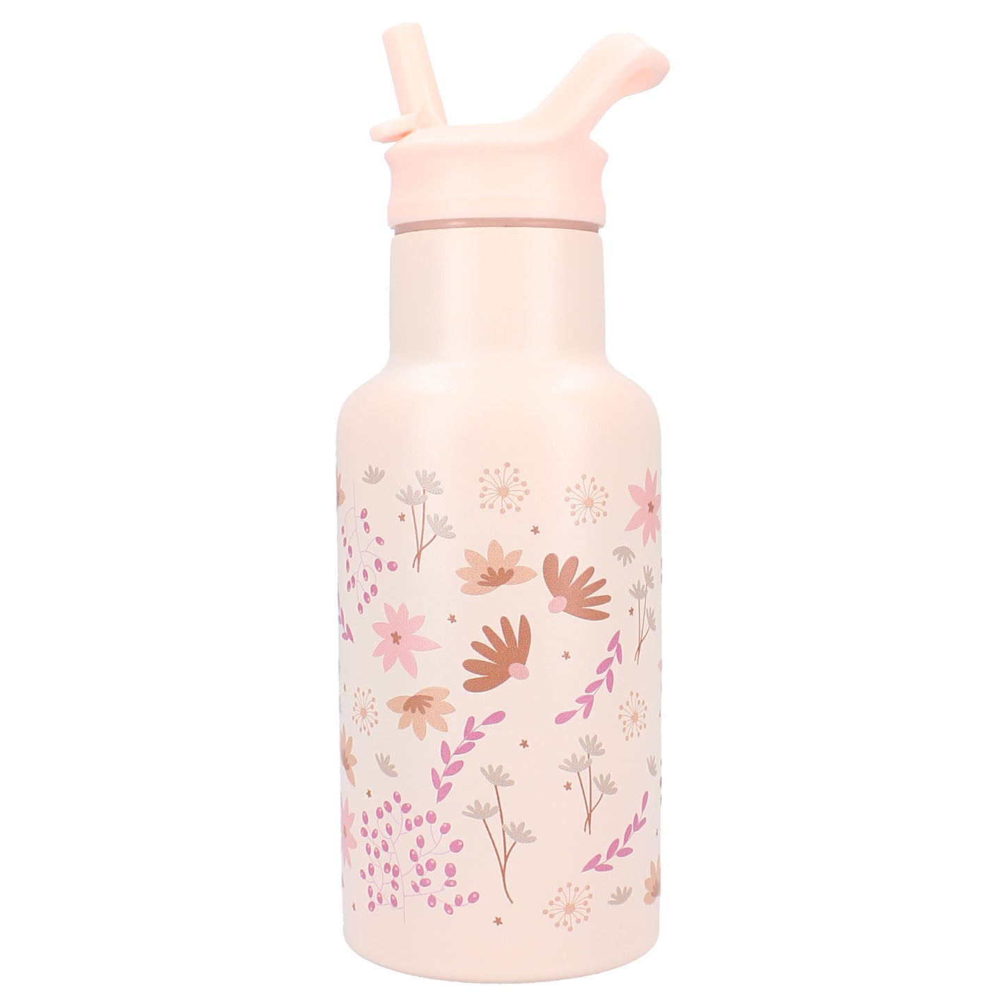 Kidzroom Wasserflasche Trinkflasche 350 ml für Kinder aus Edelstahl mit Strohhalm