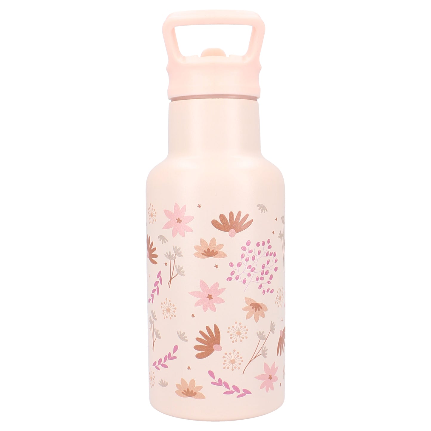 Kidzroom Wasserflasche Trinkflasche 350 ml für Kinder aus Edelstahl mit Strohhalm