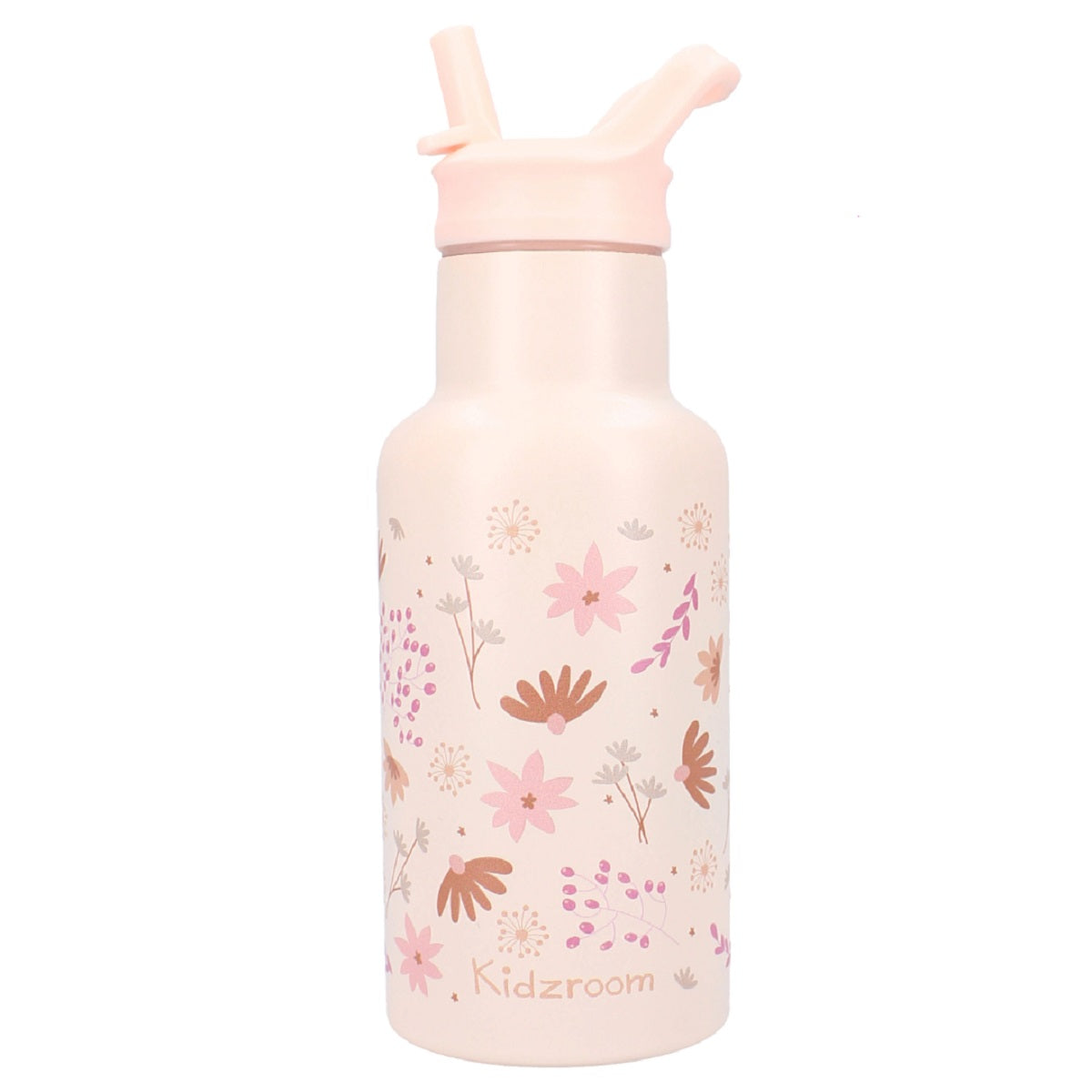 Kidzroom Wasserflasche Trinkflasche 350 ml für Kinder aus Edelstahl mit Strohhalm