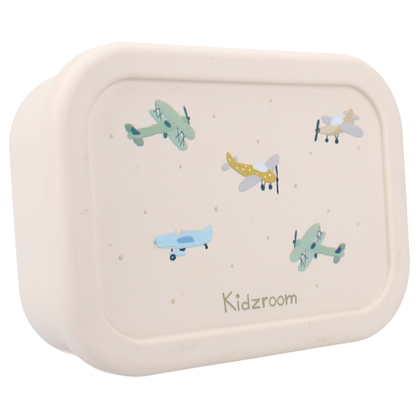 Kidzroom Kinder Lunchbox aus Silikon – Brotdose mit Flugzeug-Print & 3 Fächern