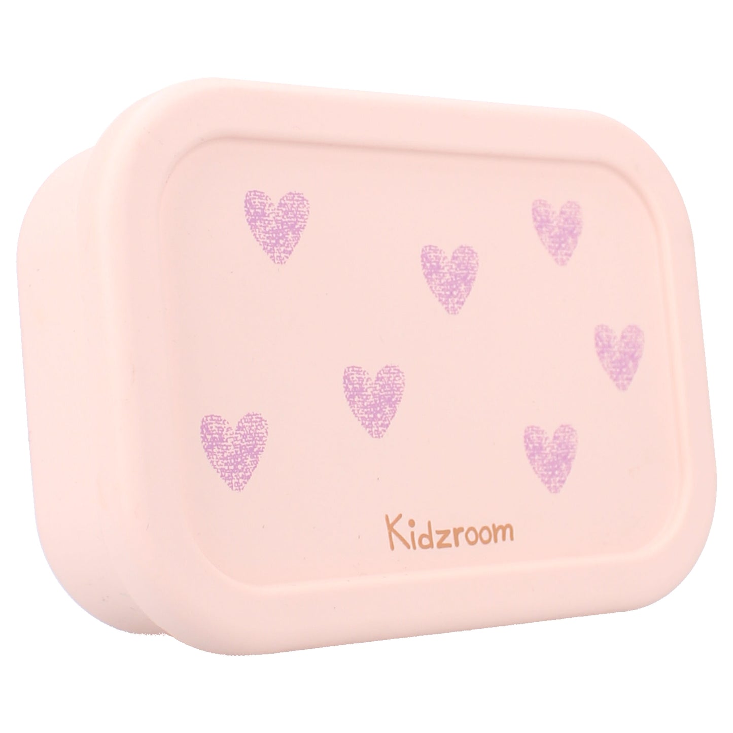 Kidzroom Kinder Lunchbox aus Silikon – Brotdose mit Herz-Print & 3 Fächern in Rosa