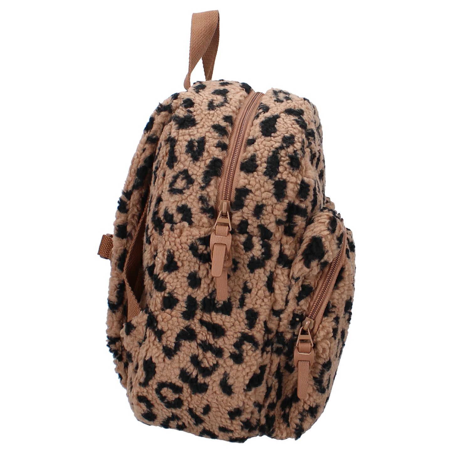 Kidzroom Kinder-Rucksack Tasche – Teddy-Stoff mit Panther-Print & Bärenohren