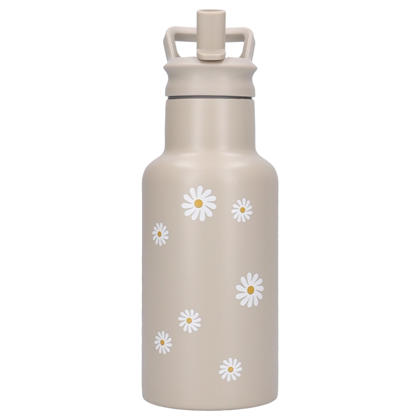 Kidzroom Nostalgia Trinkflasche Kinder 350 ml mit Strohhalm Blumen Motiv für Schule und Kita