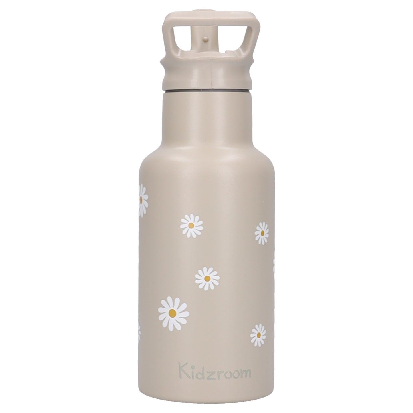 Kidzroom Nostalgia Trinkflasche Kinder 350 ml mit Strohhalm Blumen Motiv für Schule und Kita
